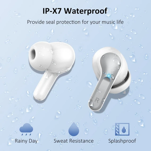 Alt view image 7 of 7 - Wireless Earbud Bluetooth 5.4 Headphones, Hi-Fi Stereo Ear Buds with 4 ENC Cancelling Mics, 40H in-Ear Earphones IP7 Waterproof Sports, LED Display, Mini Headset for Laptop Pad TV Android/iOS, Grey