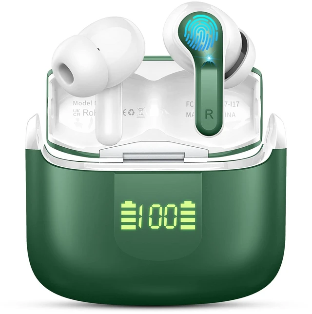 Main image of Wireless Earbuds, Bluetooth Headphones 2026 NEW Ear Buds 40H Bass Stereo in-Ear Earphones ENC Noise Cancelling 5.4 Earbuds with 4 HD Mic, USB-C LED Display IP7 Waterproof Sport Headset for Android iOS