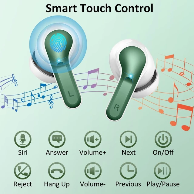 Alt view image 6 of 7 - Wireless Earbuds, Bluetooth Headphones 2026 NEW Ear Buds 40H Bass Stereo in-Ear Earphones ENC Noise Cancelling 5.4 Earbuds with 4 HD Mic, USB-C LED Display IP7 Waterproof Sport Headset for Android iOS