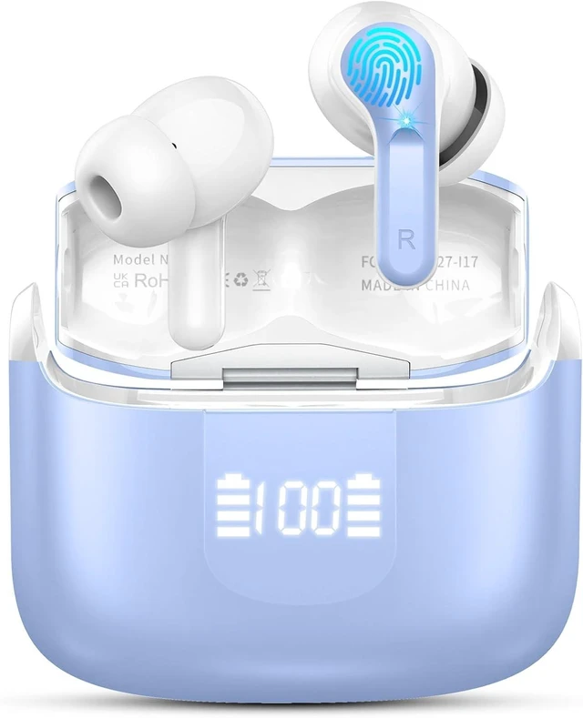 Main image of Wireless Earbuds, Bluetooth 5.4 Headphones 2026 NEW Ear Buds 40H Bass Stereo in-Ear Earphones ENC Noise Cancelling Earbuds with 4 HD Mic, USB-C LED Display IP7 Waterproof Sport Headset for Android iOS
