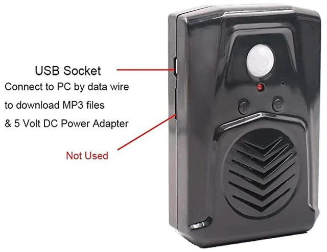 Alt view image 7 of 7 - PIR Motion Sensor Activated Sound Player Speaker with USB Cable, Download Your own MP3 Audio Files to Play Speech, Music or Sound Effects (Black)