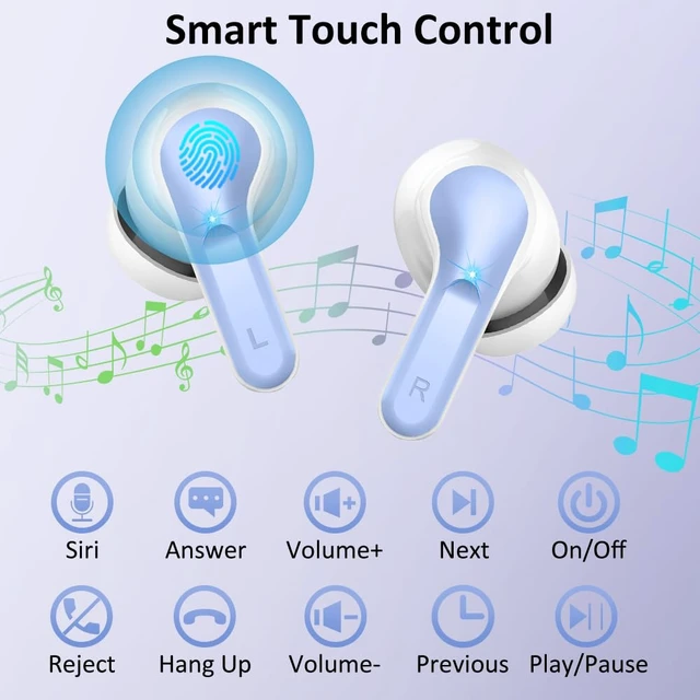 Alt view image 6 of 7 - Wireless Earbuds, Bluetooth 5.4 Headphones 2026 NEW Ear Buds 40H Bass Stereo in-Ear Earphones ENC Noise Cancelling Earbuds with 4 HD Mic, USB-C LED Display IP7 Waterproof Sport Headset for Android iOS