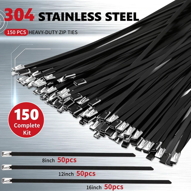 Alt view image 5 of 7 - Stainless Steel Zip Ties Kit with 150 Metal Cable Ties & Metal Cable Tie Wrap Gun, Heavy Duty Outdoor Fastening Tool for Exhaust Pipe, Chain Link Fence, Auto Repair, Industrial Cable Binding