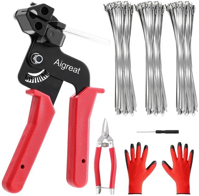 Main image of 300-Piece Metal Zip Ties Gun Kit,12 Inch 304 Stainless Steel Ties Heavy Duty Outdoor,Adjustable Fastening Cutting Tie Tool for Fence, Chicken Coop,Cables, Pipesas well as Outdoor binding