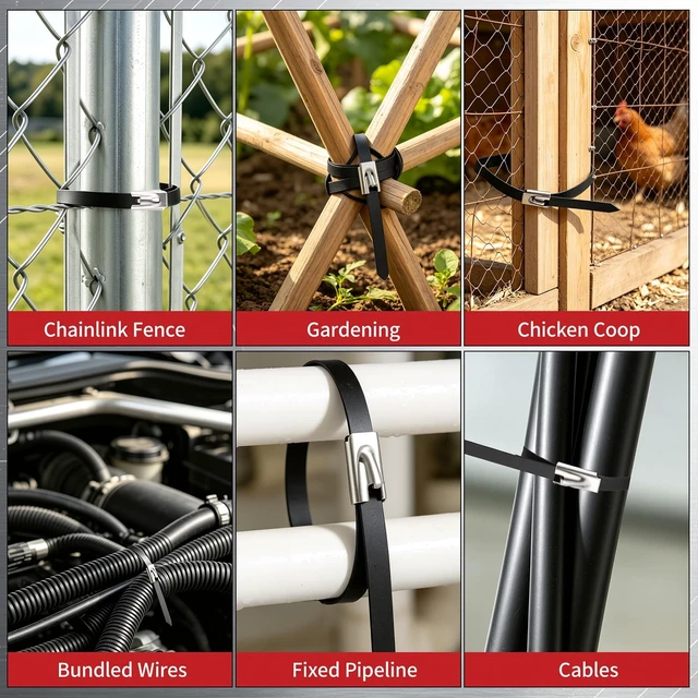 Alt view image 7 of 7 - Stainless Steel Zip Ties Kit with 150 Metal Cable Ties & Metal Cable Tie Wrap Gun, Heavy Duty Outdoor Fastening Tool for Exhaust Pipe, Chain Link Fence, Auto Repair, Industrial Cable Binding