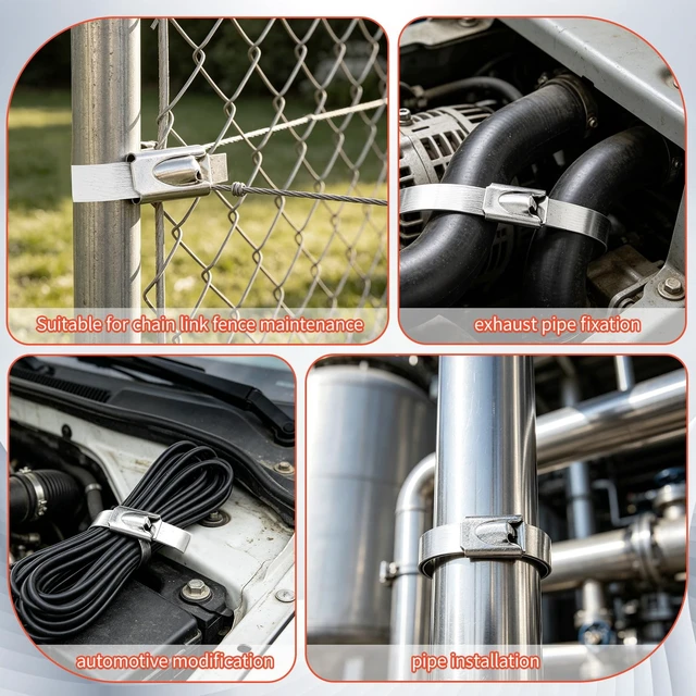 Alt view image 6 of 7 - 300-Piece Metal Zip Ties Gun Kit,12 Inch 304 Stainless Steel Ties Heavy Duty Outdoor,Adjustable Fastening Cutting Tie Tool for Fence, Chicken Coop,Cables, Pipesas well as Outdoor binding