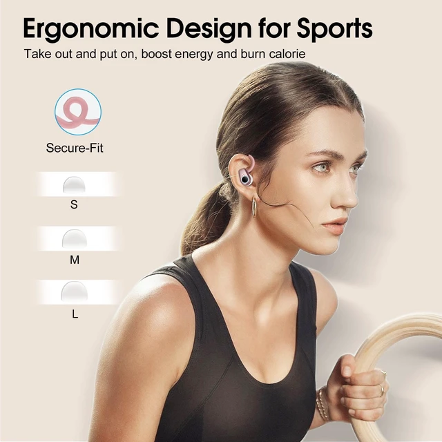 Alt view image 7 of 7 - Wireless Earbuds, 2026 Bluetooth Headphones 5.3 Sport, 50H Ear buds with Earhooks, Dual LED DisplayBluetooth Earbuds, Stereo Noise Cancelling Headphones, IP7 Waterproof Running Earphones, Rose Gold