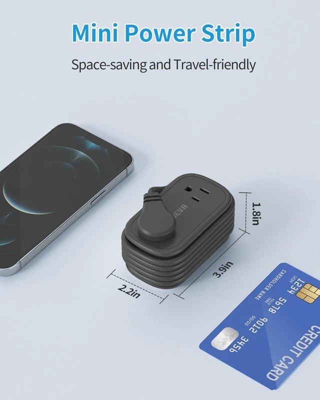 Alt view image 3 of 7 - Travel Power Strip, 5FT Extension Cord, Retractable USB C Cable 2 AC Outlets 3 USB Ports (1 USB C), Flat Plug, Small Portable, Travel Accessories, Cruise Ship Essentials(Black)