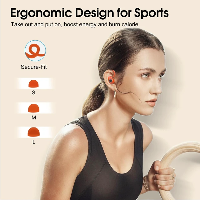 Alt view image 6 of 7 - Wireless Earbuds Bluetooth 5.3 Headphones Sport, 50H Stereo Ear Buds LED Display, 2026 Bluetooth Earbuds with 4 ENC Noise Canceling Mic, IP7 Waterproof Earphones with Earhooks for Running, Pumpkin