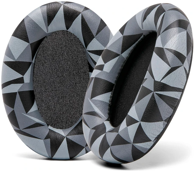 Main image of PadZ WH-1000XM3 - Extra Thick Replacement Earpads for Sony WH-1000XM3 Made by Wicked Cushions Soft PU Leather, Luxurious Memory Foam, Added Thickness Geo Grey