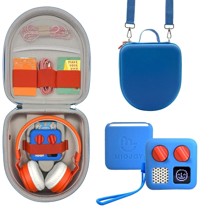Main image of Silicone Cover and Travel Case Compatible with Yoto Mini with Headphones, Hard Carrying Case with Shoulder Strap and Adventure Jacket Accessories Set for Yoto Mini, Royal Blue