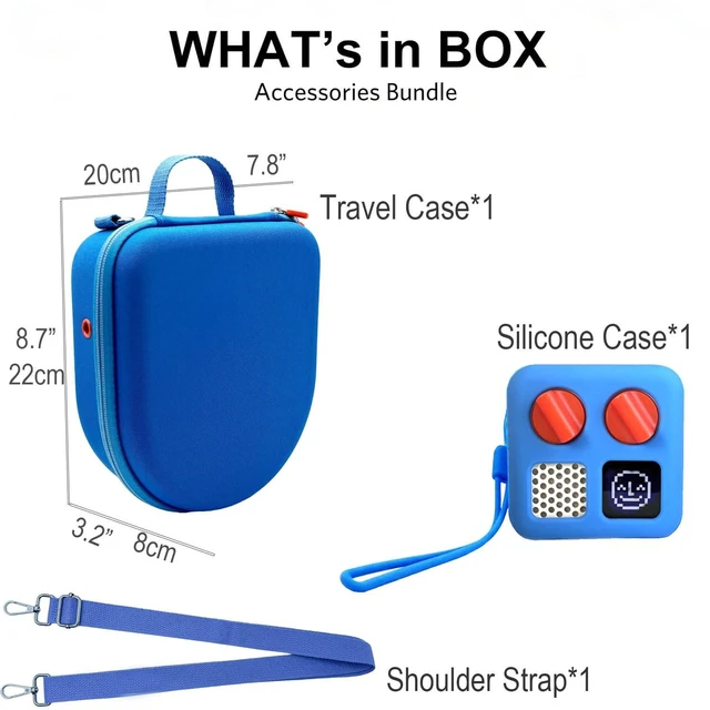 Alt view image 2 of 7 - Silicone Cover and Travel Case Compatible with Yoto Mini with Headphones, Hard Carrying Case with Shoulder Strap and Adventure Jacket Accessories Set for Yoto Mini, Royal Blue