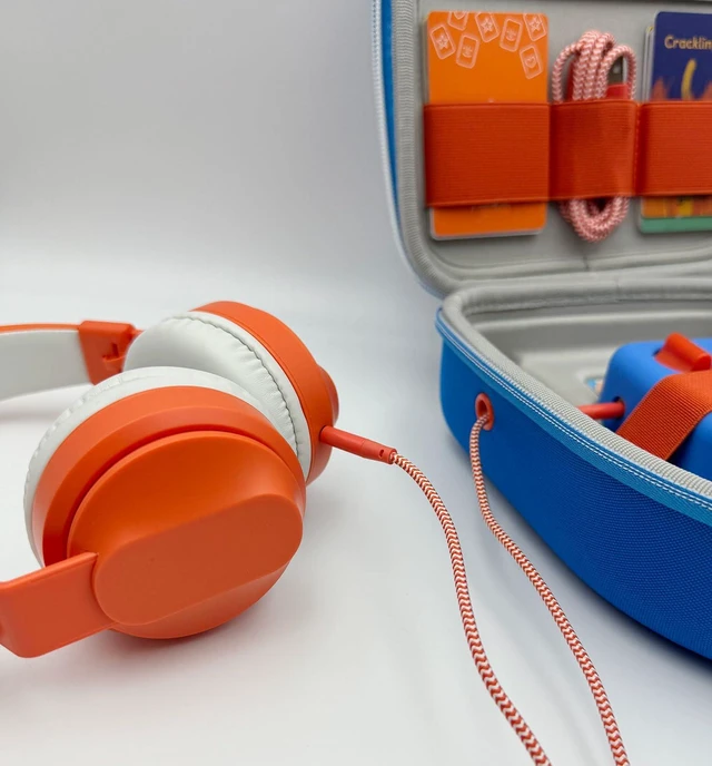 Alt view image 4 of 7 - Silicone Cover and Travel Case Compatible with Yoto Mini with Headphones, Hard Carrying Case with Shoulder Strap and Adventure Jacket Accessories Set for Yoto Mini, Royal Blue