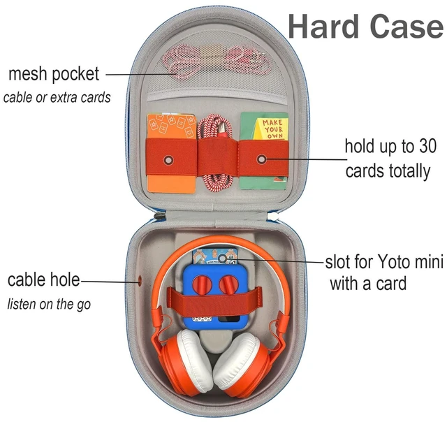 Alt view image 5 of 7 - Silicone Cover and Travel Case Compatible with Yoto Mini with Headphones, Hard Carrying Case with Shoulder Strap and Adventure Jacket Accessories Set for Yoto Mini, Royal Blue