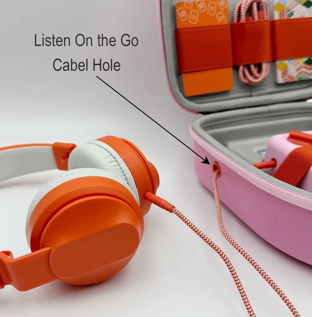 Alt view image 4 of 7 - Silicone Cover and Travel Case Compatible with Yoto Mini with Headphones, Hard Carrying Case with Shoulder Strap and Adventure Jacket Accessories Set for Yoto Mini, Pink