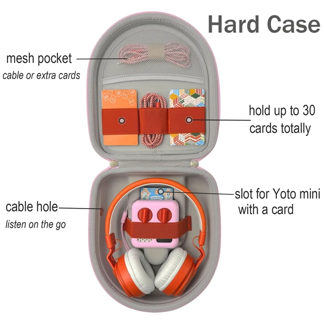 Alt view image 5 of 7 - Silicone Cover and Travel Case Compatible with Yoto Mini with Headphones, Hard Carrying Case with Shoulder Strap and Adventure Jacket Accessories Set for Yoto Mini, Pink