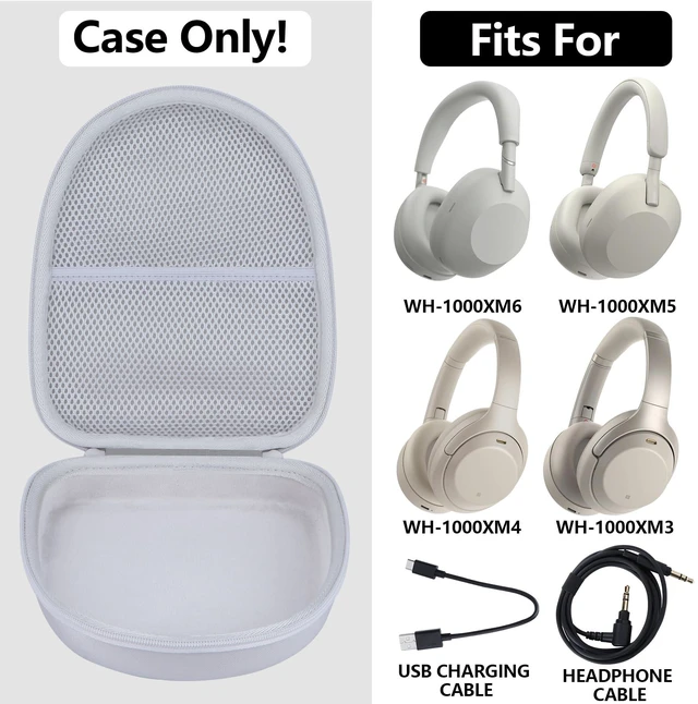 Alt view image 3 of 7 - Case for Sony WH-1000XM6, WH-1000XM5, WH-1000XM4 Headphones Hard Shell Shockproof, Mesh Bag Organizer, Lightweight Travel, fit for WH-1000XM3 Noise Canceling Headphones
