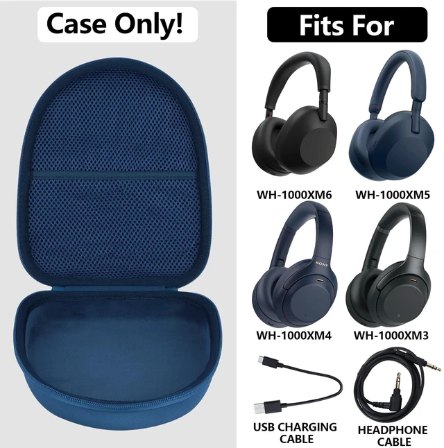Alt view image 3 of 7 - Case for Sony WH-1000XM6, WH-1000XM5, WH-1000XM4 Headphones Hard Shell Shockproof, Mesh Bag Organizer, Lightweight Travel, fit for WH-1000XM3 Noise Canceling Headphones