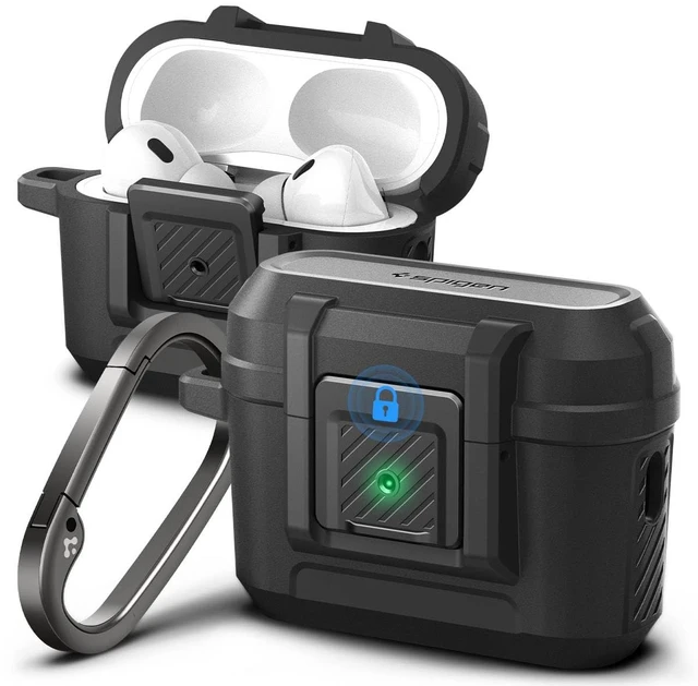 Main image of Lock Fit Designed for AirPods Pro 2 Case (2022/2023) with Lock Secure Locking Clip, Dual-Layer Protection, Included Carabiner, Wireless Charging Compatible - Matte Black