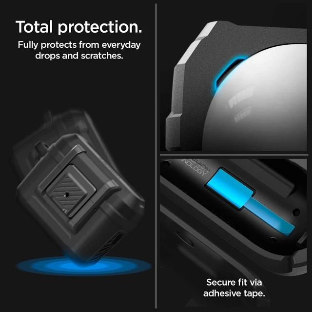 Alt view image 4 of 7 - Lock Fit Designed for AirPods Pro 2 Case (2022/2023) with Lock Secure Locking Clip, Dual-Layer Protection, Included Carabiner, Wireless Charging Compatible - Matte Black