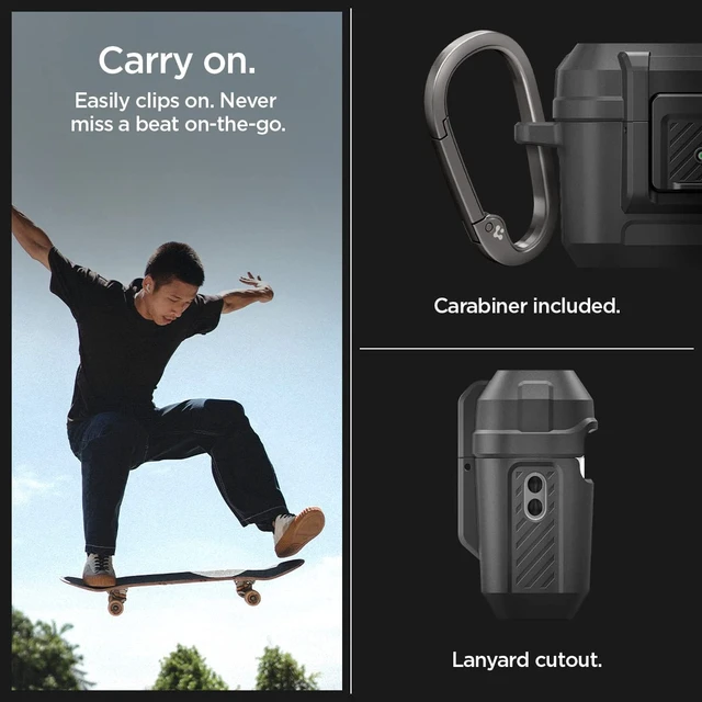 Alt view image 5 of 7 - Lock Fit Designed for AirPods Pro 2 Case (2022/2023) with Lock Secure Locking Clip, Dual-Layer Protection, Included Carabiner, Wireless Charging Compatible - Matte Black