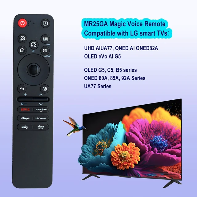 Alt view image 2 of 6 - New Voice Remote Replacement for LG MR25GA Magic Remote Control, Compatible with LG Smart TV OLED C5/B5/G5 Series, QNED 92A/ 85A/80A/ UA77 Series, and M5 AI, Pointer and Alexa Voice