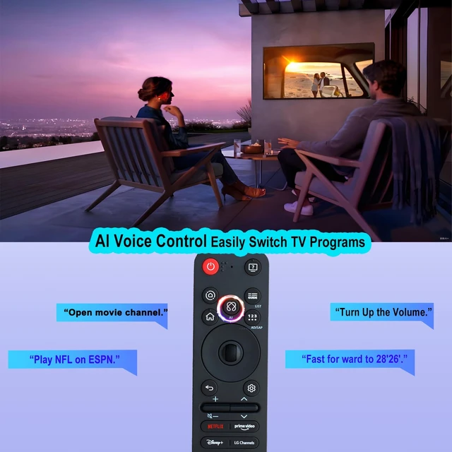 Alt view image 6 of 6 - New Voice Remote Replacement for LG MR25GA Magic Remote Control, Compatible with LG Smart TV OLED C5/B5/G5 Series, QNED 92A/ 85A/80A/ UA77 Series, and M5 AI, Pointer and Alexa Voice