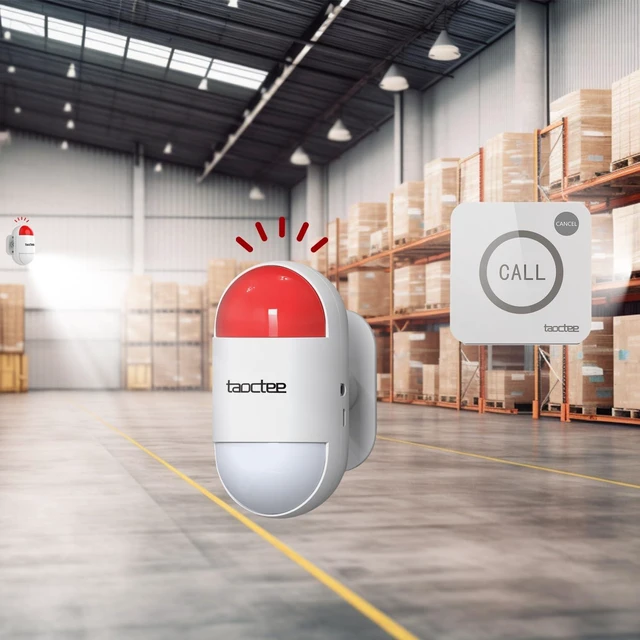 Alt view image 2 of 7 - Panic Alarm Button for House Remote Control Alarm Siren for Office Panic Alarm System for Security, Dual Power Supply, Sound & Light Siren Alarm for Women,Elderly,Shop,Business,Luxury Store