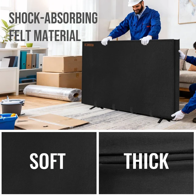 Alt view image 3 of 7 - TV Cover for Moving, 70"-75" Tear Resistance Thick Felt TV Cover Reusable Anti-Scratch TV Screen Protector, TV Dust Covers with Bottom Straps, TV Wrapping for Packing, Storage, Renovation