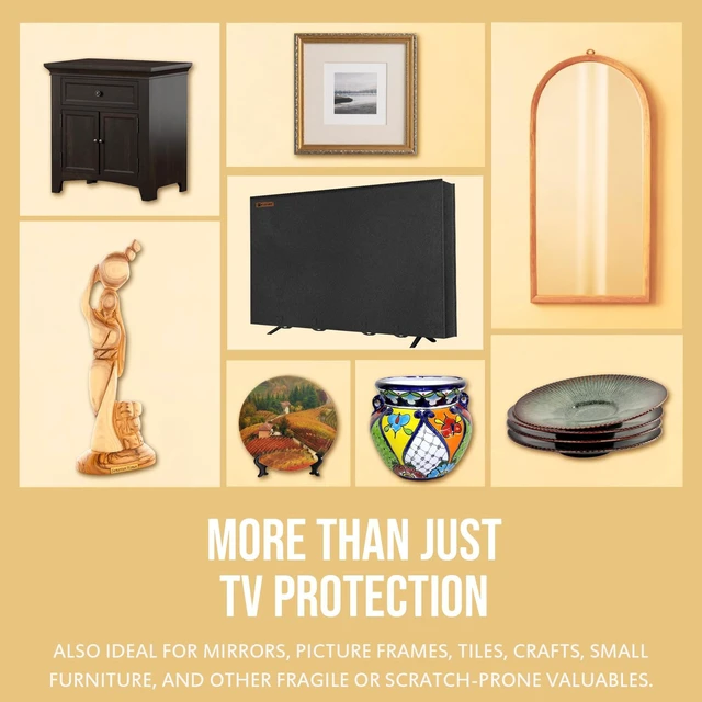 Alt view image 7 of 7 - TV Cover for Moving, 70"-75" Tear Resistance Thick Felt TV Cover Reusable Anti-Scratch TV Screen Protector, TV Dust Covers with Bottom Straps, TV Wrapping for Packing, Storage, Renovation