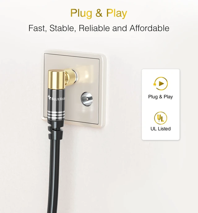Alt view image 7 of 7 - RG6 Digital Coaxial Audio Video Cable (6FT, 90° Angled to Straight Male F Type Connector, Triple Shielded) Coax Cable for HDTV, CATV, DVB-T2/C/S, Modem, Radio, Satellite Receivers