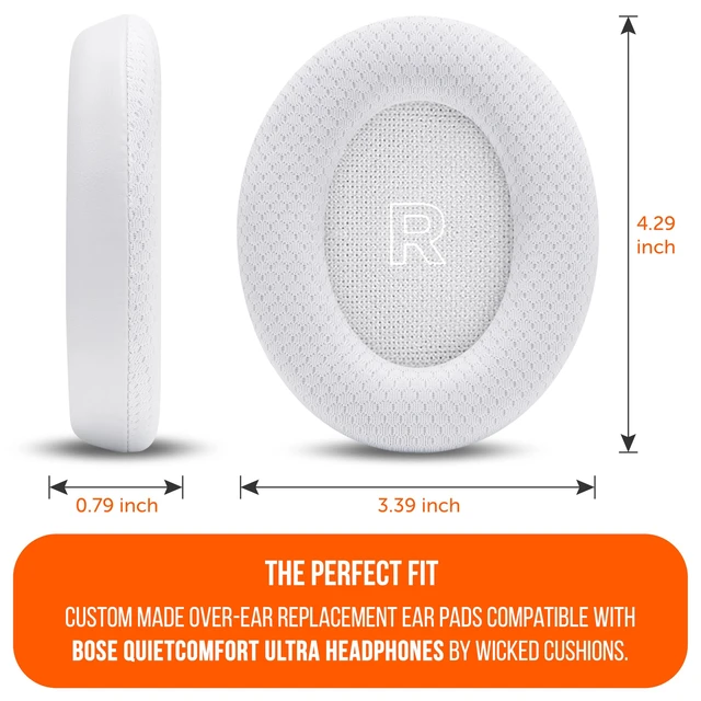Alt view image 5 of 7 - Freeze QC Ultra - Cooling Gel Earpads for Bose QuietComfort Ultra 1 & 2 Made by Wicked Cushions Breathable Fabric, XL Ear Opening & Thickness, Cooler For Longer White