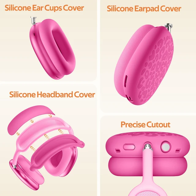 Alt view image 5 of 7 - DGge Leopard Silicone Case Cover Set for AirPods Max 2/1(2026/2024/2020) Full Protection Ear Cups Headband Ear Pad Accessories Compatible with Apple AirPods Max Accessories (USB-C / Lightning)