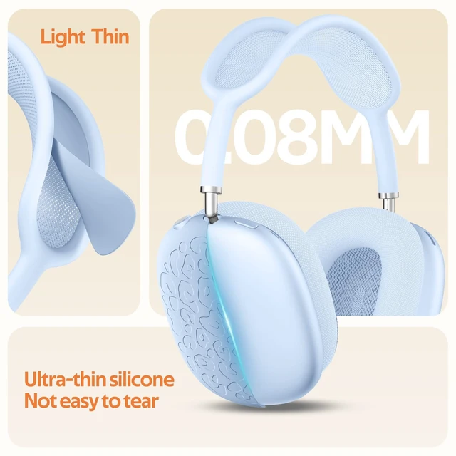 Alt view image 2 of 7 - Leopard Silicone Case Cover for AirPods Max Headphones,Ear Pad Case Cover/Ear Cups Cover/Headband Cover for AirPod Max (USB-C/Lightning) Accessories Silicone Protector for Apple AirPods Max
