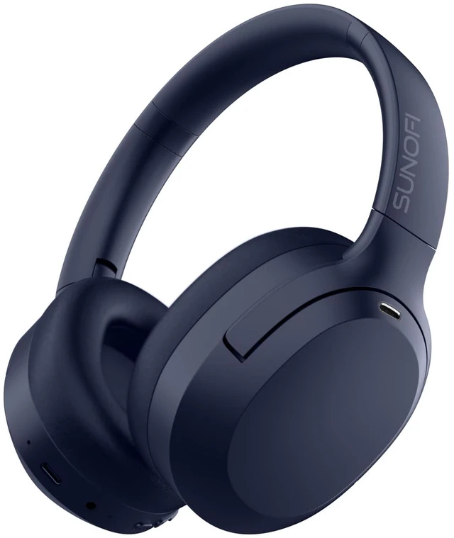 Main image of Hybrid Active Noise Cancelling Headphones, Wireless Over Ear Bluetooth Headphones with Mic, 40H Playtime, Hi-Res Audio, Deep Bass, Foldable Comfort Fit Ear Cups for Travel, Office, Home (Blue)