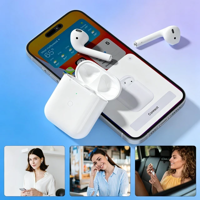 Alt view image 7 of 7 - Wireless Charging Replacement for AirPod 1st 2nd Charging Case with Lightning Port, Compatible with AirPods 1 2 Charger Case with Bluetooth Pairing Sync Button, no Airpod