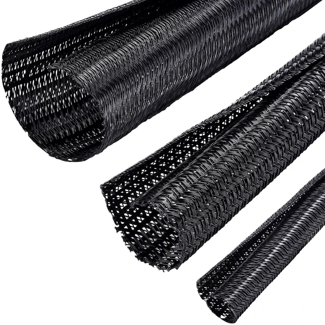 Main image of 3 Pieces Cord Protector Wire Loom Tubing Cable Sleeve Split Sleeving for USB Charger Cable Cord Cover Audio Video Cable (Black,1 Inch, 1/2 Inch, 1/4 Inch)