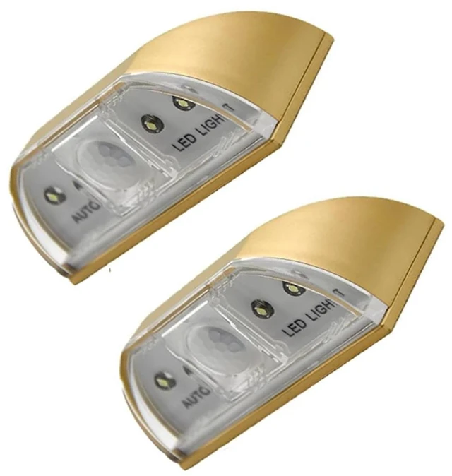 Main image of Keyhole Light Lamp Battery Operated PIR Infrared IR Wireless Auto Sensor Motion Detector Door Keyhole with 4 LED Bulbs Light Lamp Tap Lights LED Night Light for Key Hole/Door Lock (2pc Gold)