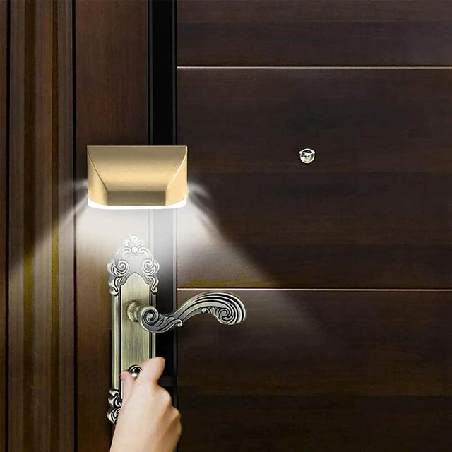 Alt view image 6 of 7 - Keyhole Light Lamp Battery Operated PIR Infrared IR Wireless Auto Sensor Motion Detector Door Keyhole with 4 LED Bulbs Light Lamp Tap Lights LED Night Light for Key Hole/Door Lock (2pc Gold)