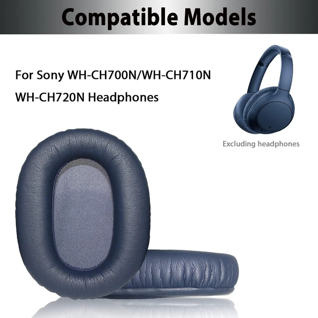 Alt view image 2 of 6 - Replacement Ear Pads for Sony WH-CH720N, WH-CH710N - Blue Softer Protein Leather & High-Density Memory Foam Earpads for Sony Headphones