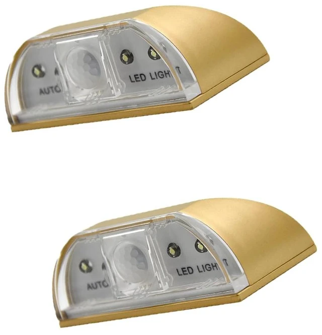 Alt view image 7 of 7 - Keyhole Light Lamp Battery Operated PIR Infrared IR Wireless Auto Sensor Motion Detector Door Keyhole with 4 LED Bulbs Light Lamp Tap Lights LED Night Light for Key Hole/Door Lock (2pc Gold)