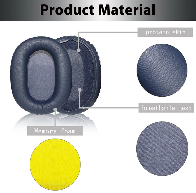 Alt view image 4 of 6 - Replacement Ear Pads for Sony WH-CH720N, WH-CH710N - Blue Softer Protein Leather & High-Density Memory Foam Earpads for Sony Headphones