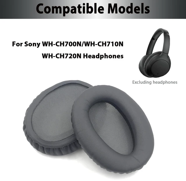 Alt view image 2 of 7 - Ear Pads for Sony WH-CH700N, WH-CH710N, WH-CH720N - Titanium Gray Softer Protein Leather & High-Density Memory Foam Earpads for Sony Headphones