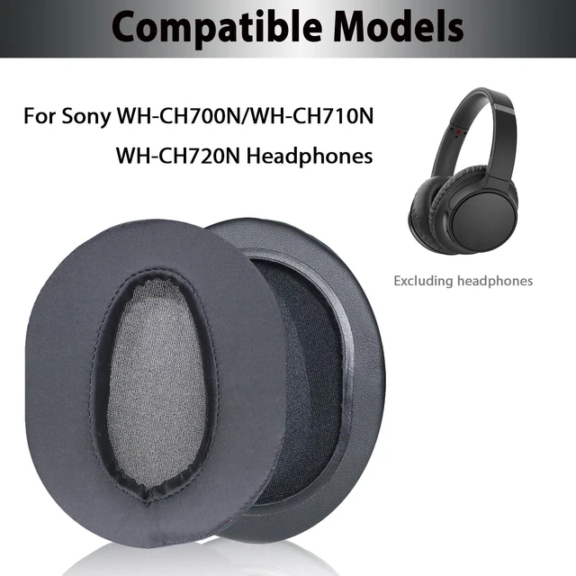 Alt view image 2 of 7 - WH-CH710N Replacement Earpads Ear Cushions, Ear Pads for Sony WH-CH700N, WH-CH710N, WH-CH720N Headphones, Ear Cushions with Soft Ice Silk, Ear Comfort Memory Foam (Black)