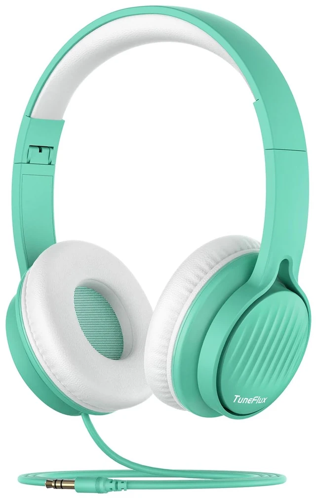 Main image of Kids Headphones with Cord for School, 85dB, 3.5mm Jack-Green Upgraded Stereo Sound, Foldable Design, Adjustable On-Ear Kids Headphones for Toddler/Boys/Girls/Tablet/Classroom/Travel