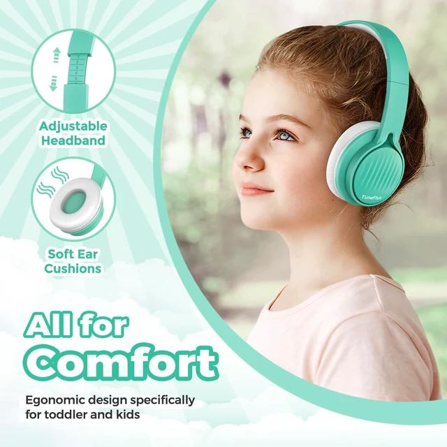 Alt view image 4 of 7 - Kids Headphones with Cord for School, 85dB, 3.5mm Jack-Green Upgraded Stereo Sound, Foldable Design, Adjustable On-Ear Kids Headphones for Toddler/Boys/Girls/Tablet/Classroom/Travel
