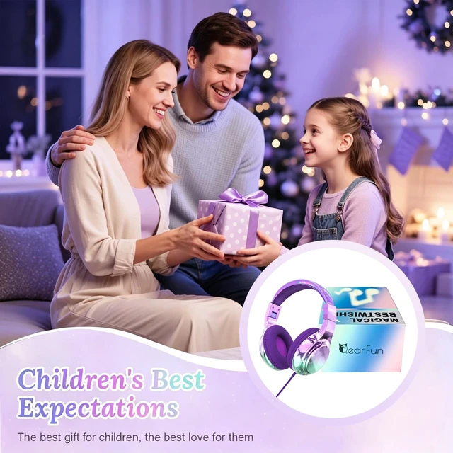 Alt view image 2 of 7 - USB C Kids Wired Headphones with Mic, 85/94dB Safe Volume Limit Kids headphones with cord, foldable on-ear fit, tangle-free, sharing port for school, Chromebook, tablet, travel, boys girls