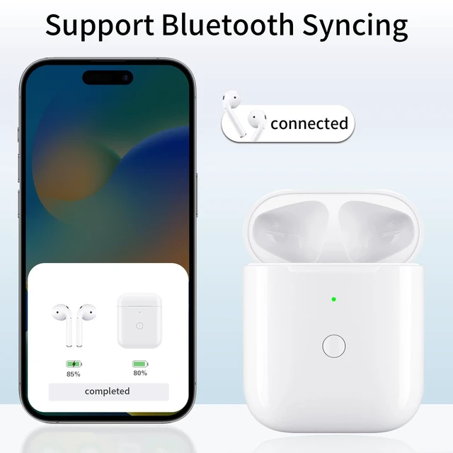 Alt view image 7 of 7 - Replacement Wireless Charging Case for AirPods Pro 1st & 2nd Gen AirPods Pro 1/2 Gen replacement charging case, dual wired & wireless charging, builtin 450mAh battery with LED indicator