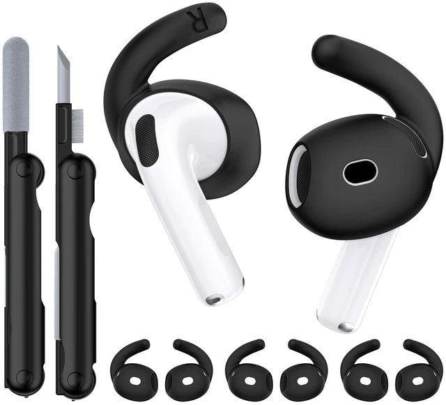 Main image of 4 Pairs Anti-Slip for AirPods 5 / AirPods 4 Ear Tips Hooks (Black) Silicone, Soft, Skin-friendly, Comfortable to Wear, Fits All Ear Shapes, with Cleaning Pen/Carabiner/Storage Pouch