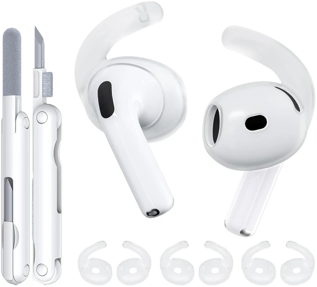 Main image of 4 Pairs Anti-Slip for AirPods 5/AirPods 4 Ear Tips Hooks(Transparent) Silicone, Soft, Skin-friendly, Comfortable to Wear, Fits All Ear Shapes, with Cleaning Pen/Carabiner/Storage Pouch